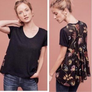 Deletta Silver Fern Floral Peplum Short Sleeve L